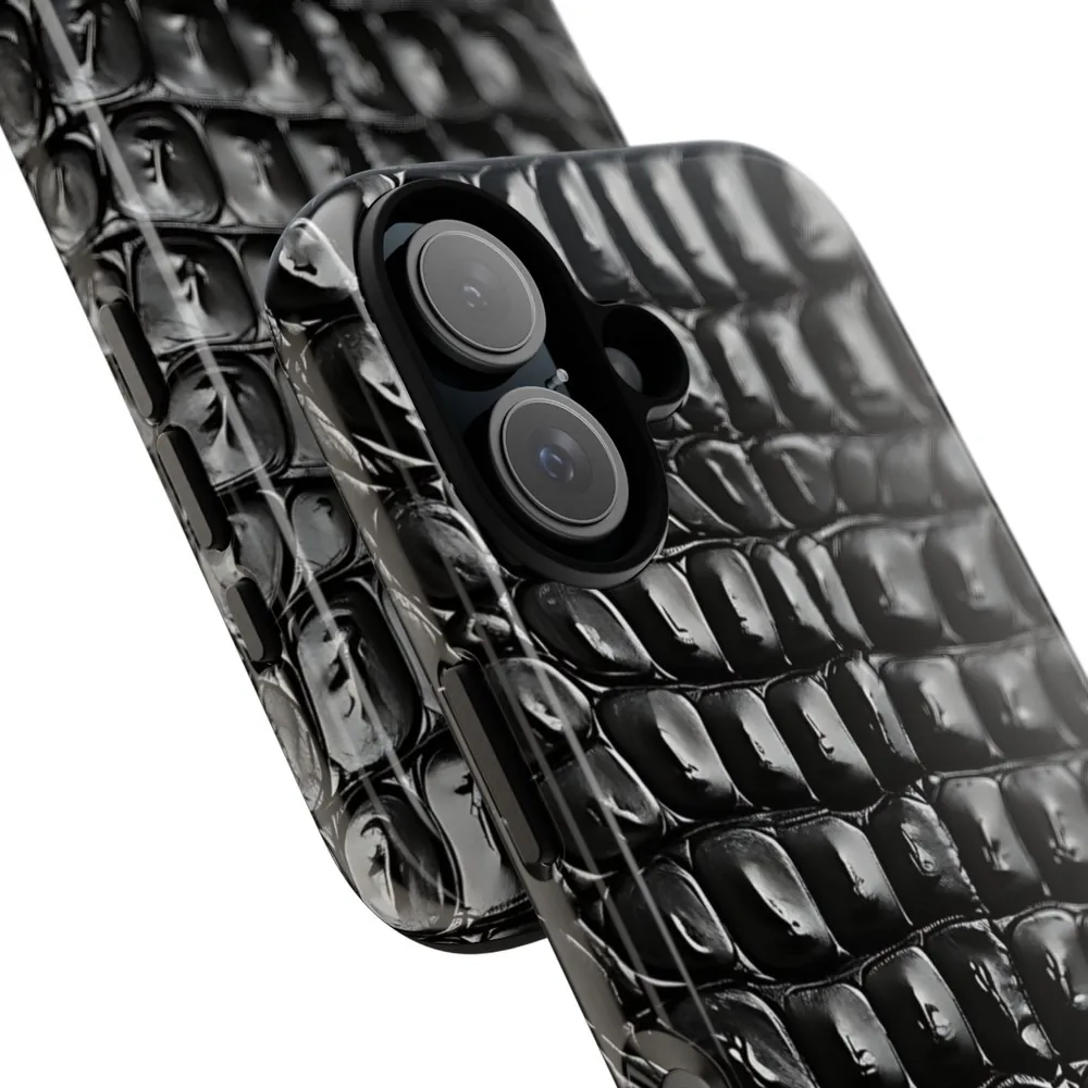 Black Crocodile Skin Tough Phone Case