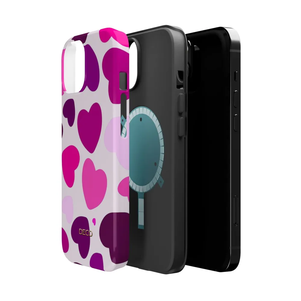 Pink Hearts MagSafe Impact-Resistant Phone Case
