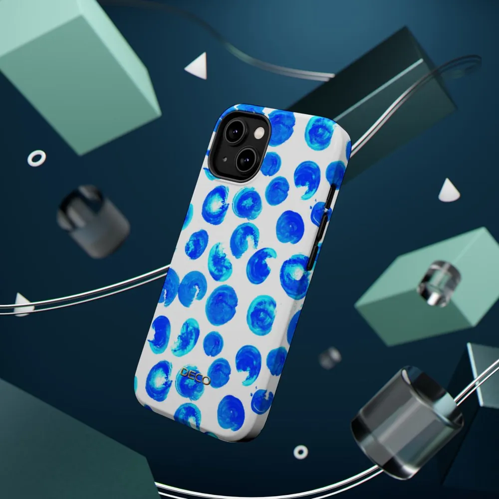 Blue Dots Watercolor MagSafe Impact-Resistant Phone Case
