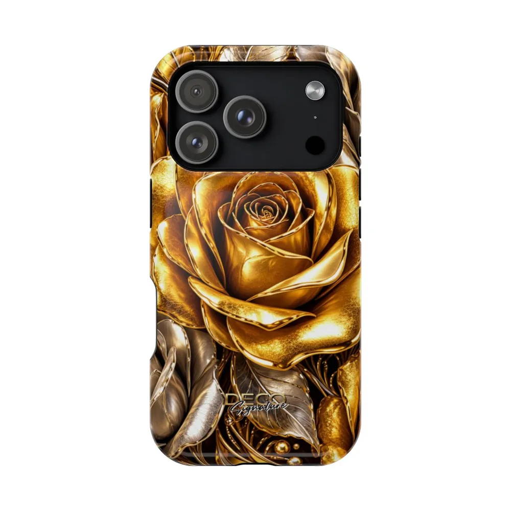 Luxury Gold Roses DECO Signature MagSafe Impact-Resistant Phone Case
