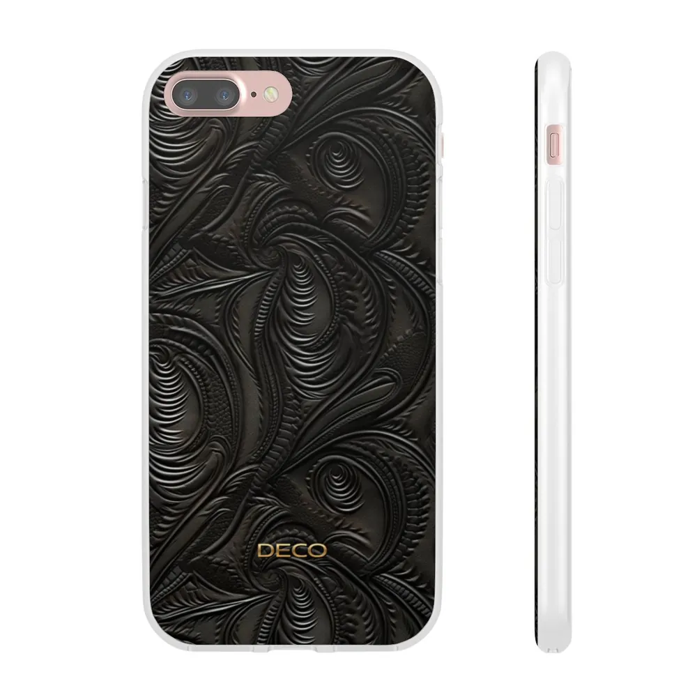 Black Tooled Western Leather Phone Case
