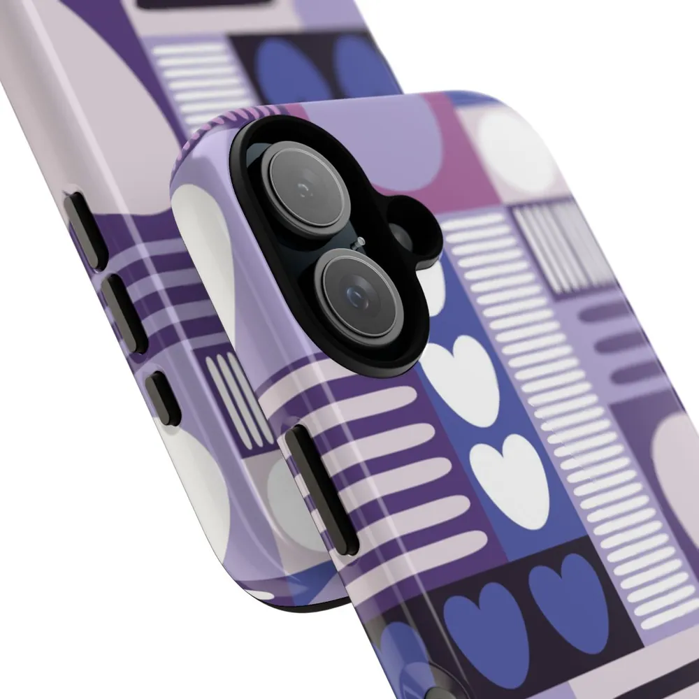 Deep Purple Graphic Hearts Tough Phone Case