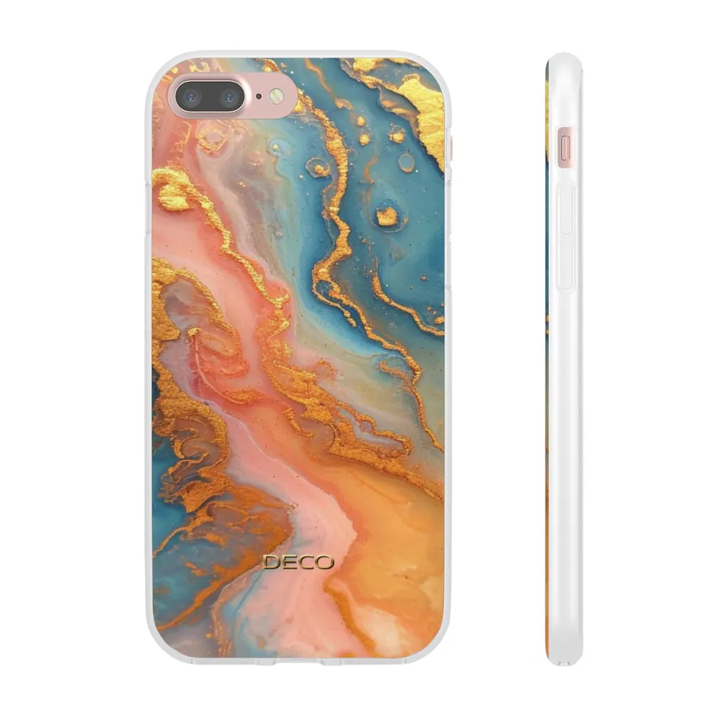 Gold Coral Watercolor Marble Phone Case