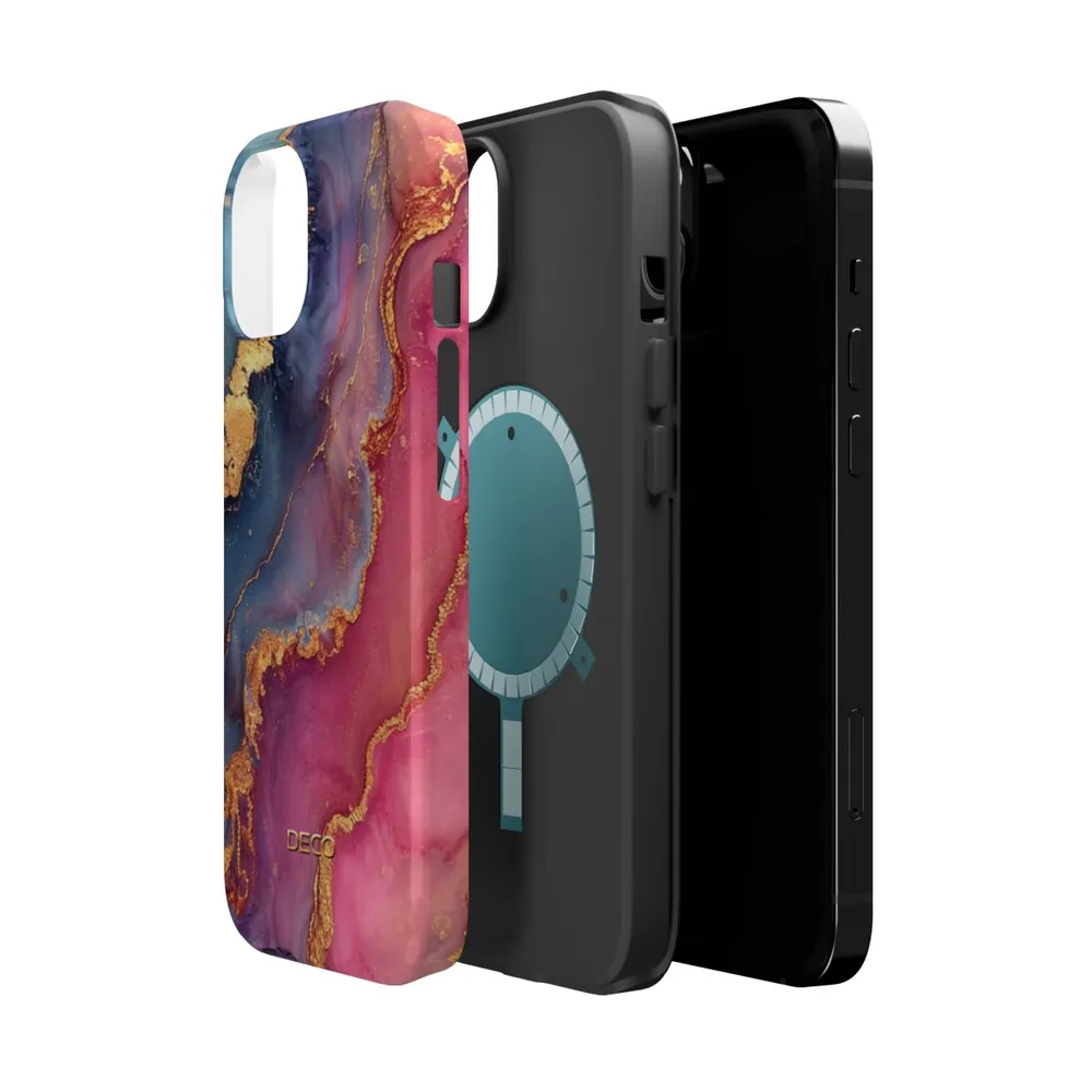 Pinks & Gold Watercolor Marble MagSafe Impact-Resistant Phone Case