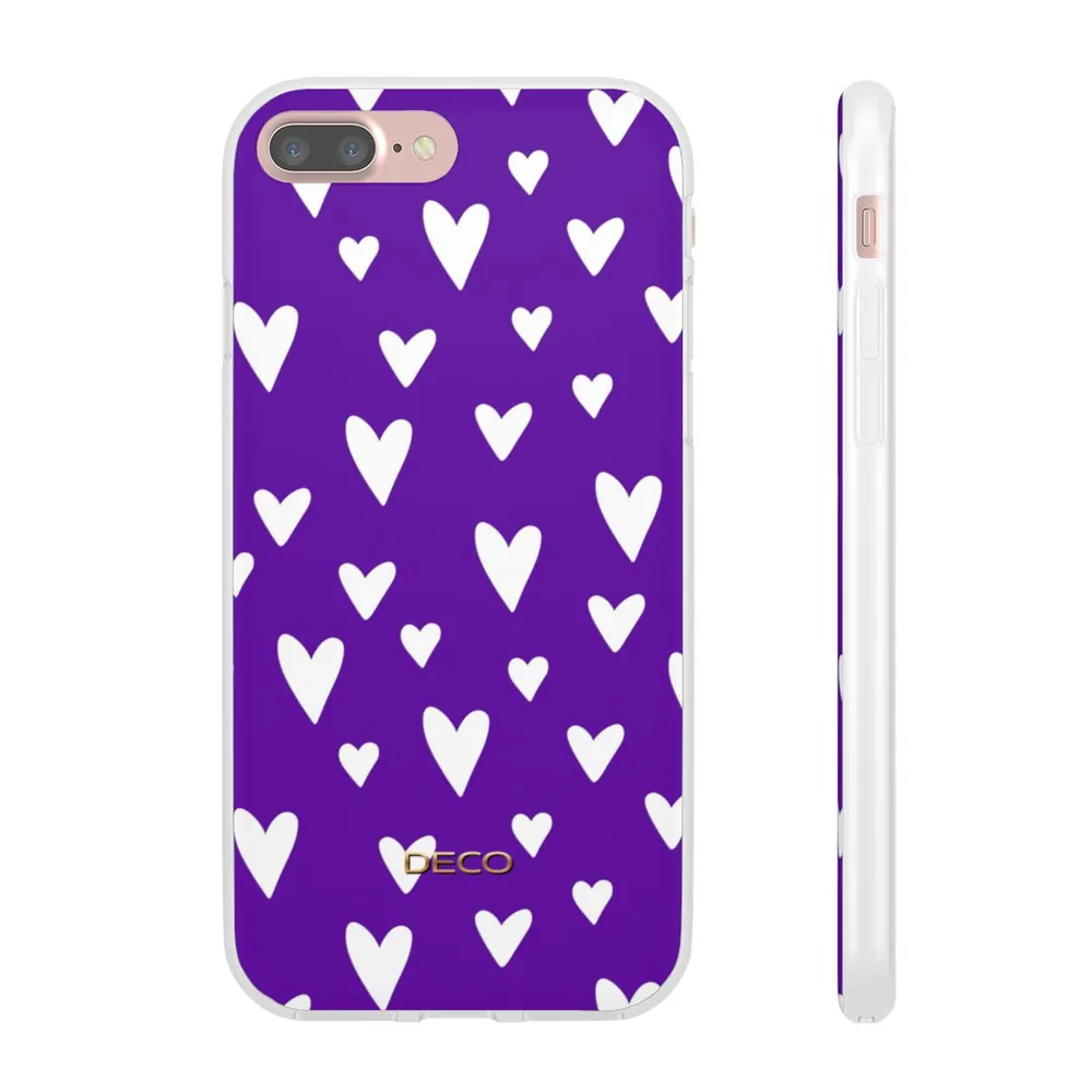 Purple & White Polka Hearts Phone Case
