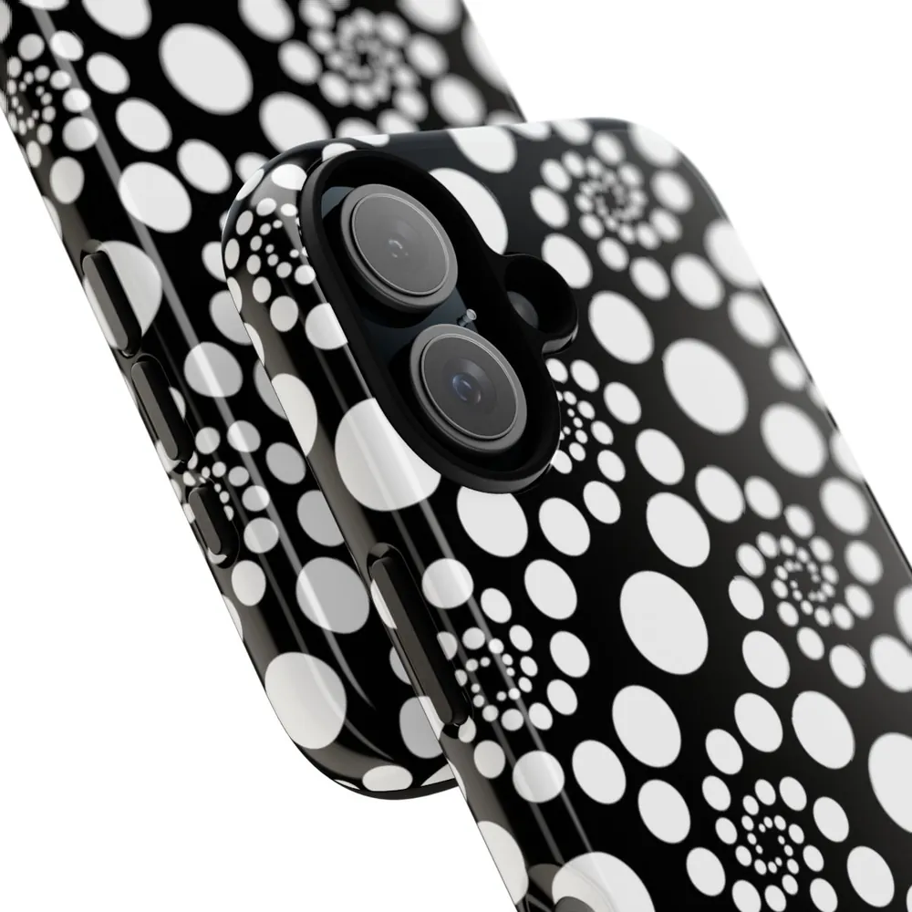 Black & White Twirly Polka Dots Tough Phone Case