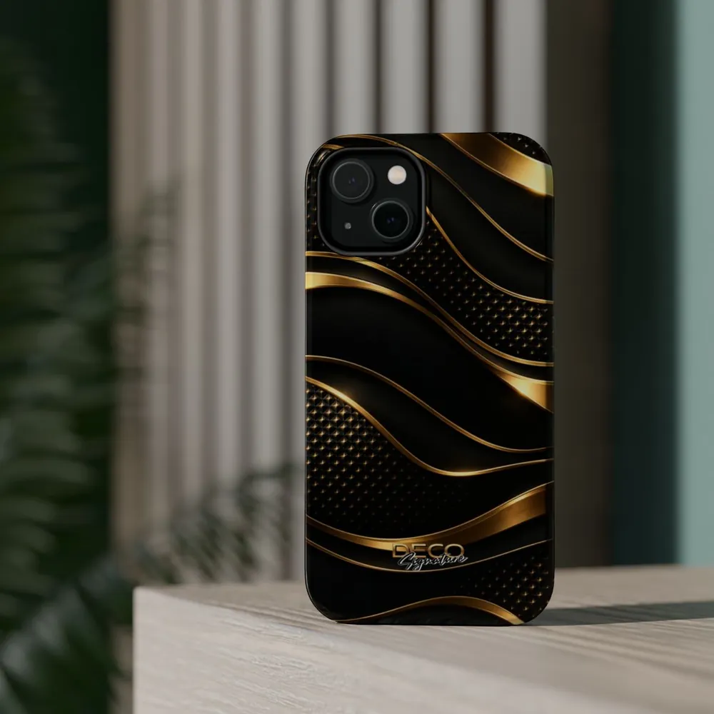 Luxury Textured Black & Gold DECO Signature MagSafe Impact-Resistant Phone Case