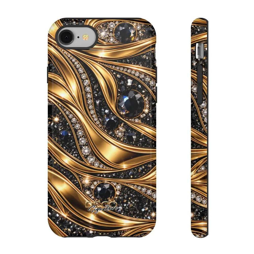 Luxury Gold & Black Diamonds DECO Signature Tough Phone Case