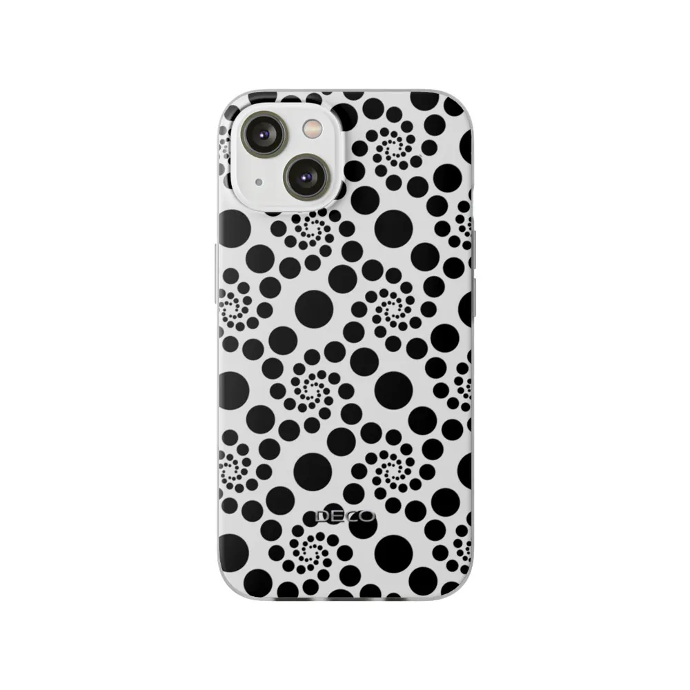 White & Black Twirly Polka Dots Phone Case