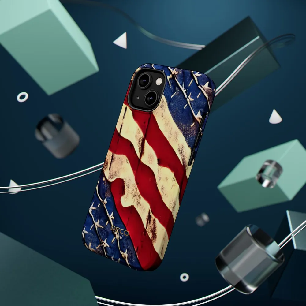 Rustic America Vintage Flag MagSafe Impact-Resistant Phone Case
