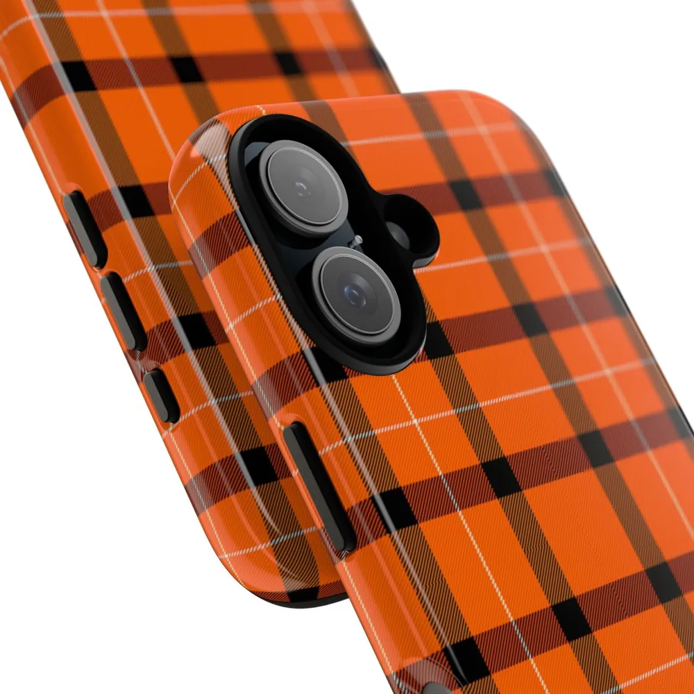 Orange Gingham Tartan Plaid Tough Phone Case