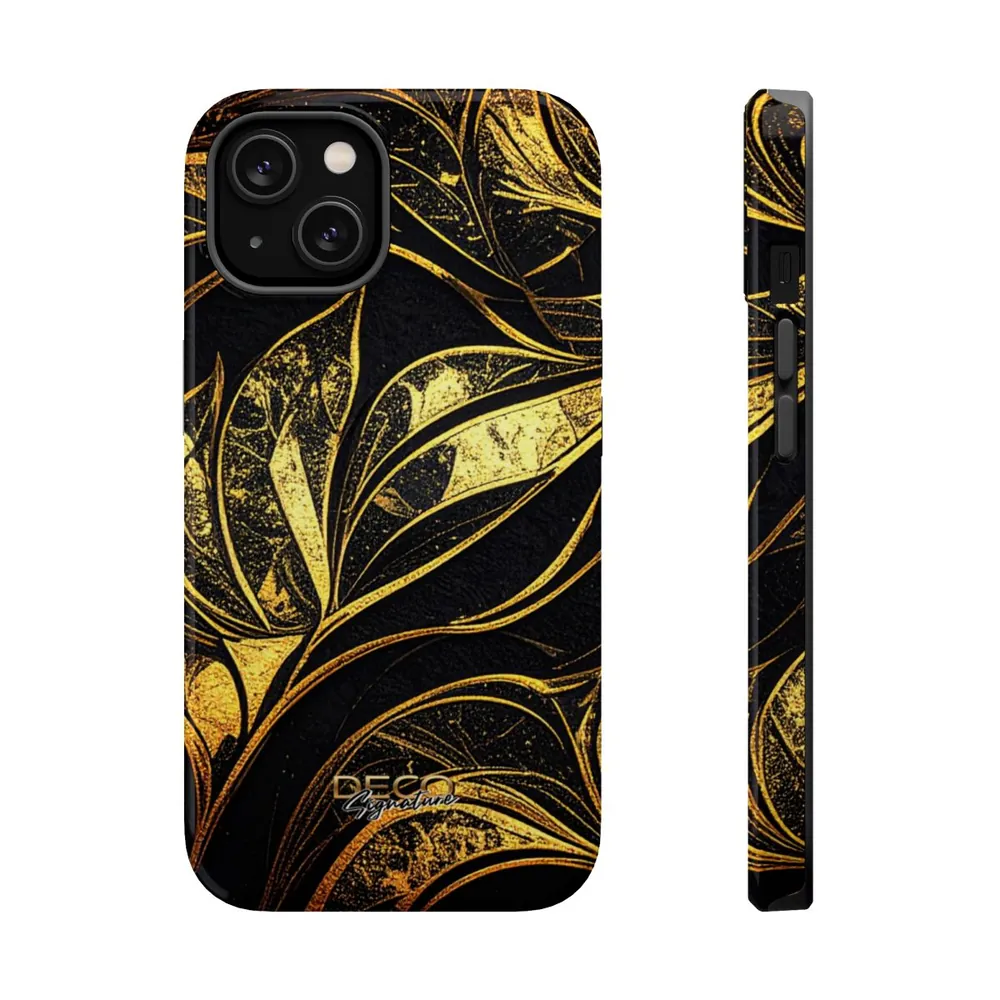 Luxury Black & Gold Leaf DECO Signature MagSafe Impact-Resistant Phone Case