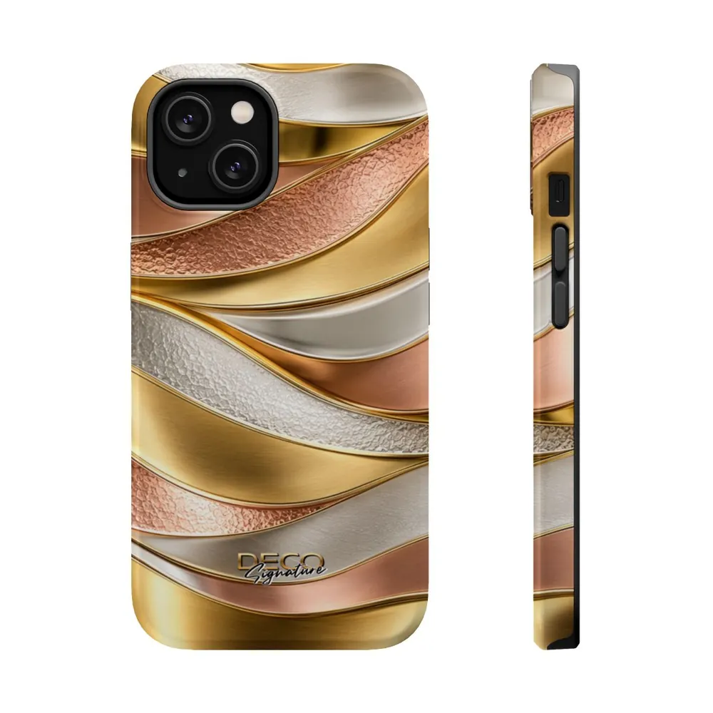 Luxury Textured White, Yellow & Rose Gold DECO Signature MagSafe Impact-Resistant Phone Case