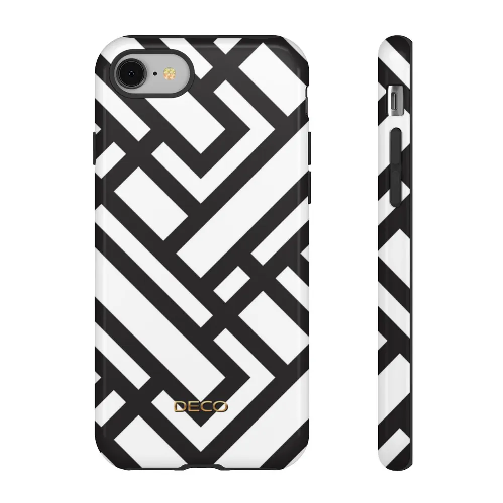 Black & White Maze Geometric Tough Phone Case