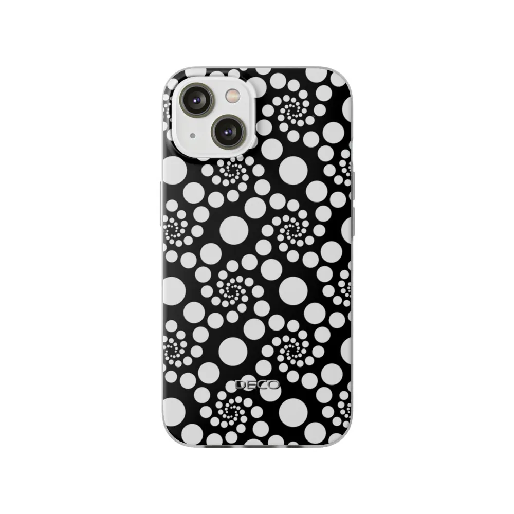 Black & White Twirly Polka Dots Phone Case