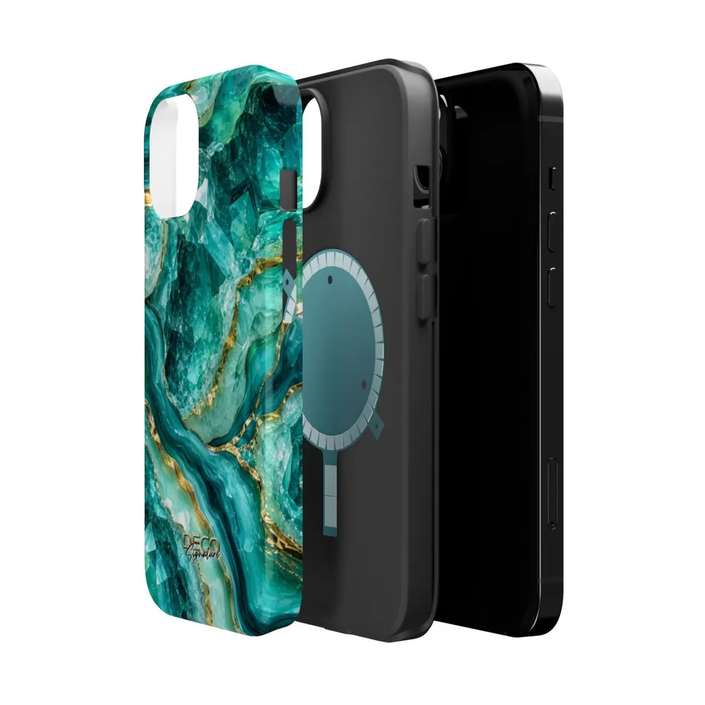 Luxury Sparkling Aquamarine DECO Signature MagSafe Impact-Resistant Phone Case