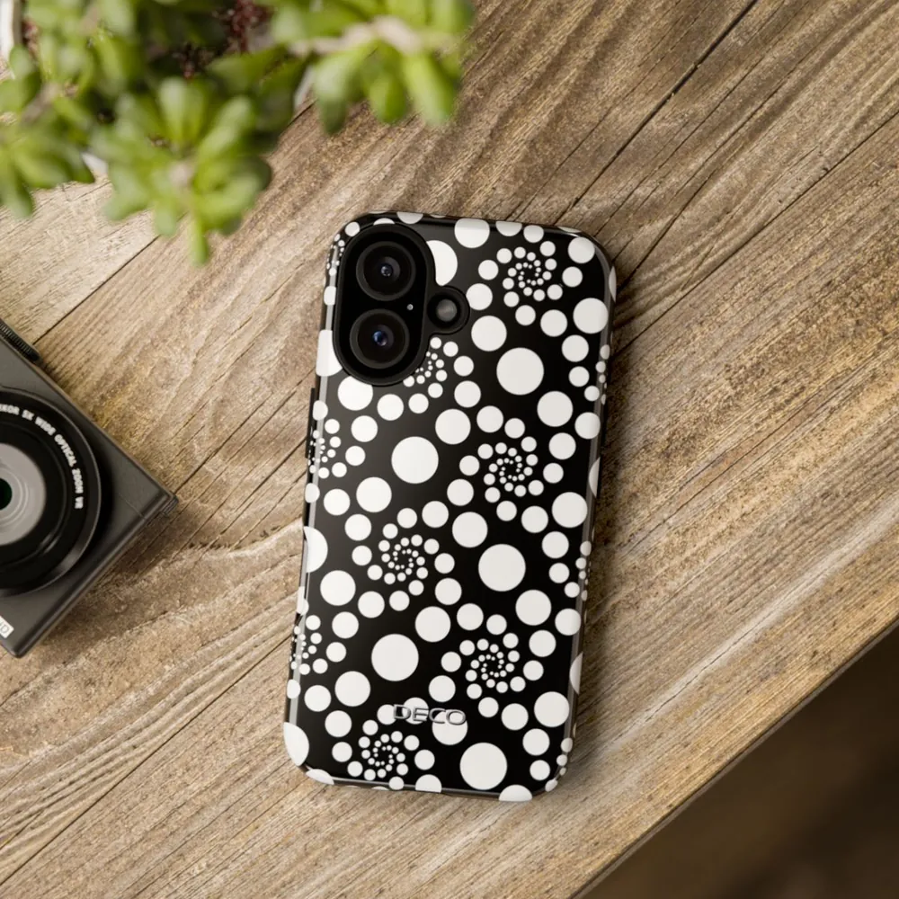 Black & White Twirly Polka Dots Tough Phone Case