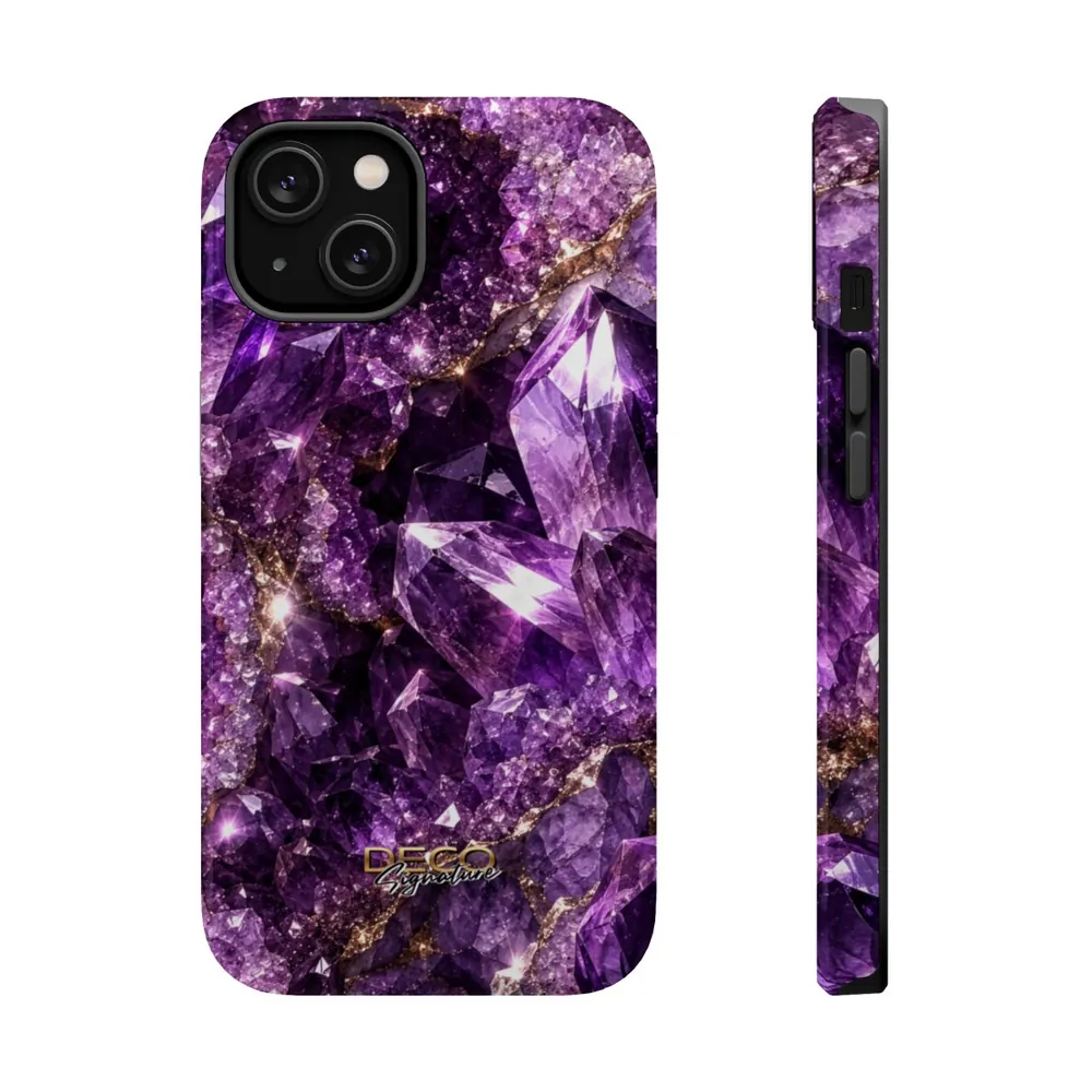 Luxury Sparkling Amethyst DECO Signature MagSafe Impact-Resistant Phone Case