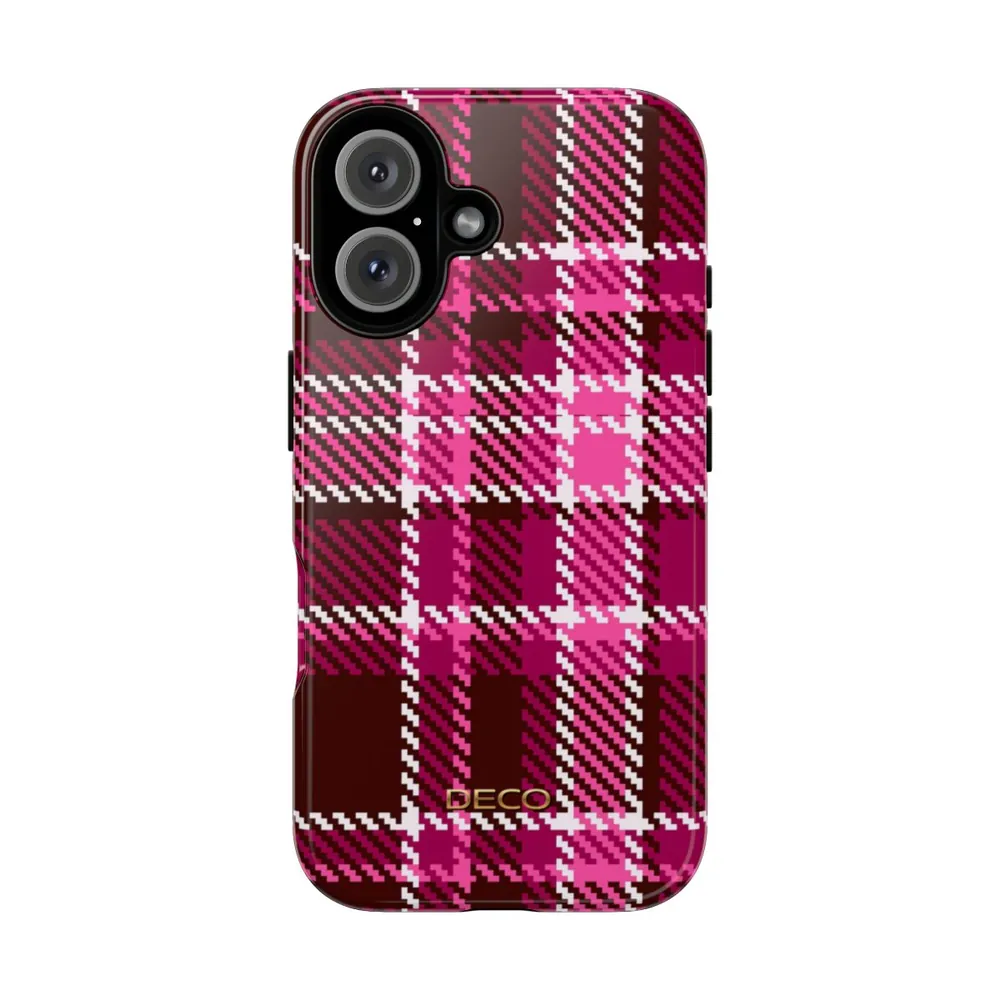 Magenta Pink Plaid Tough Phone Case
