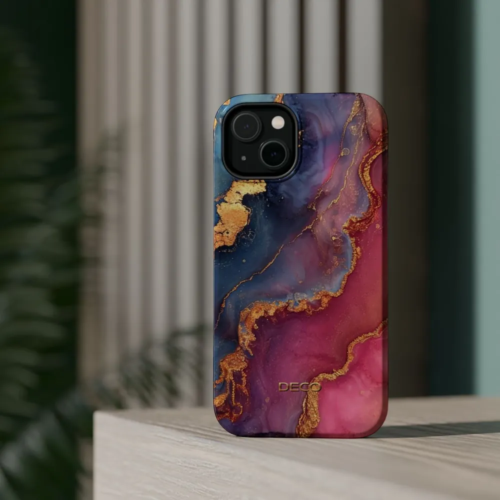 Pinks & Gold Watercolor Marble MagSafe Impact-Resistant Phone Case