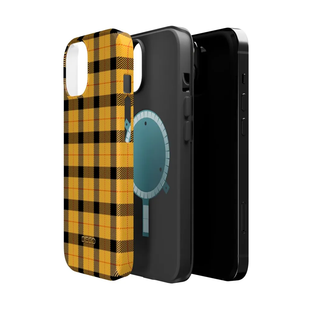 Yellow Gingham Tartan Plaid MagSafe Impact-Resistant Phone Case
