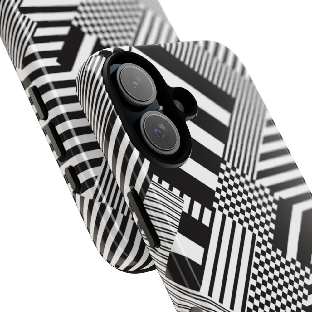 Black & White Geometric Tough Phone Case
