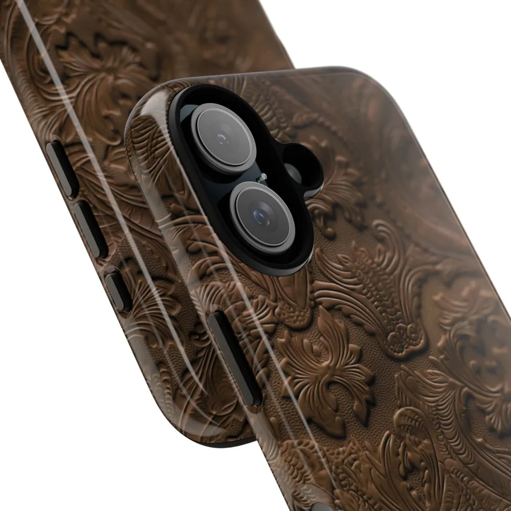 Classic Tooled Western Leather Tough Phone Case