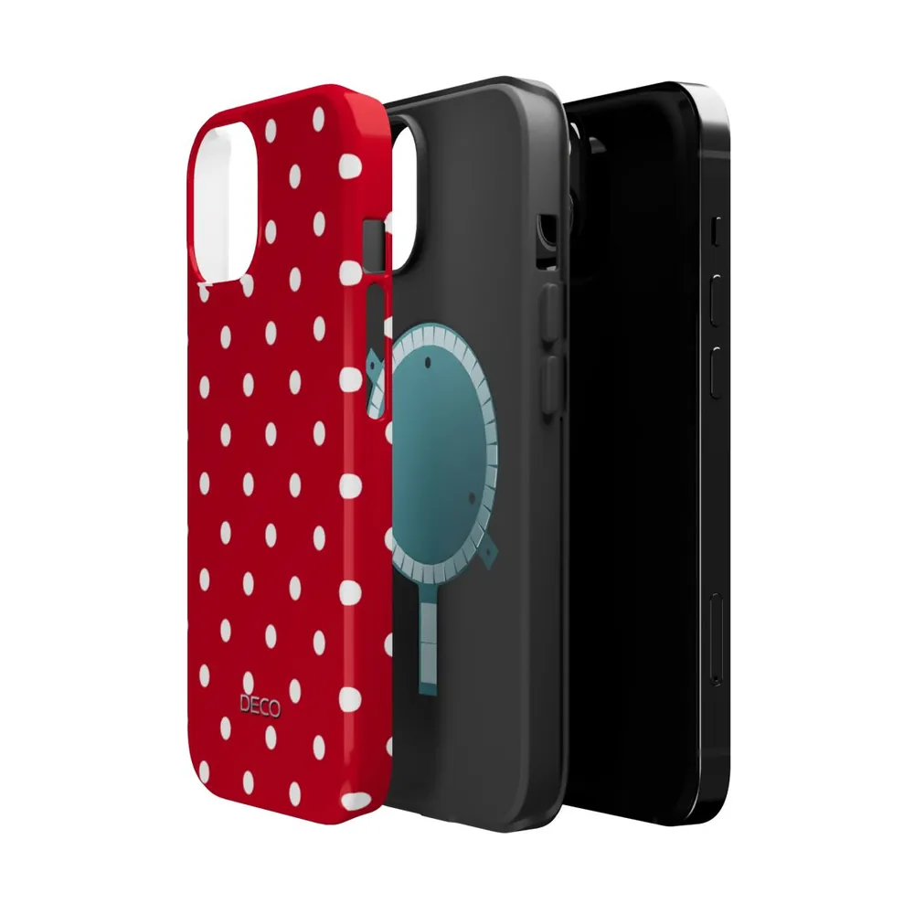 Red & White Polka Dots MagSafe Impact-Resistant Phone Case
