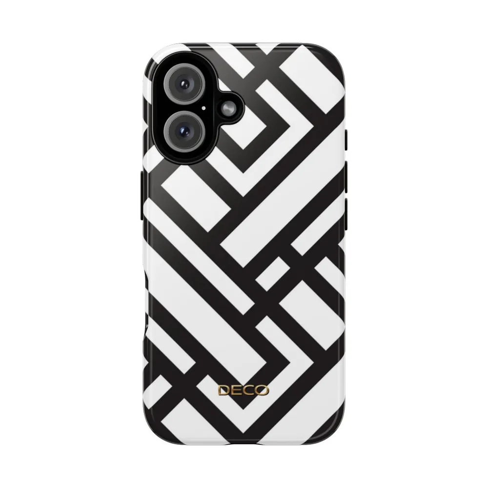 Black & White Maze Geometric Tough Phone Case