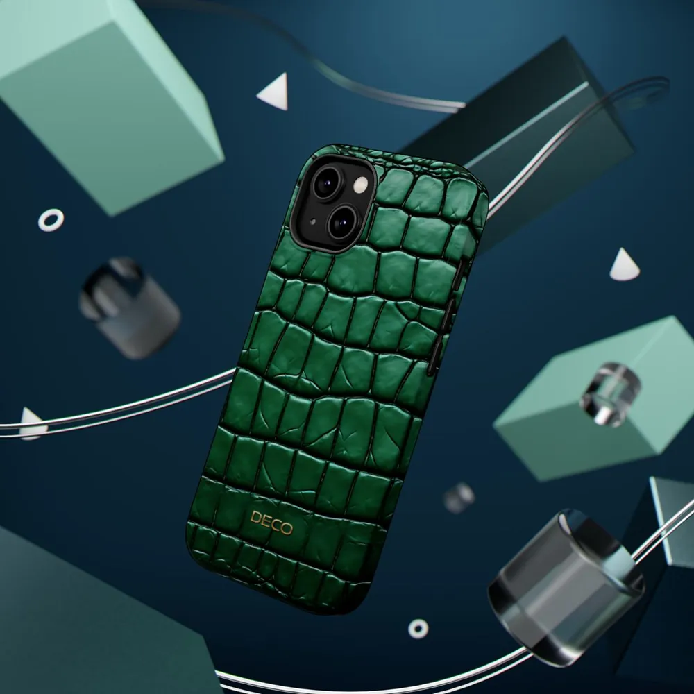 Emerald Alligator Skin MagSafe Impact-Resistant Phone Case