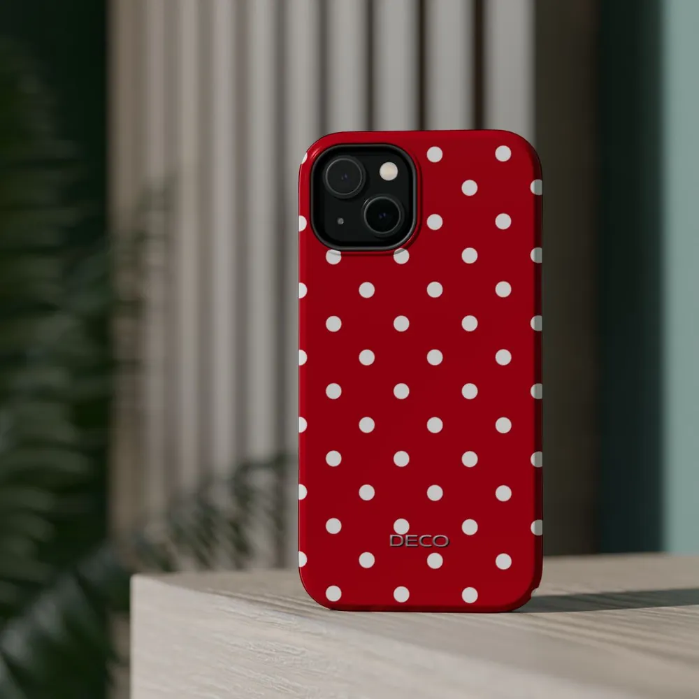 Red & White Polka Dots MagSafe Impact-Resistant Phone Case