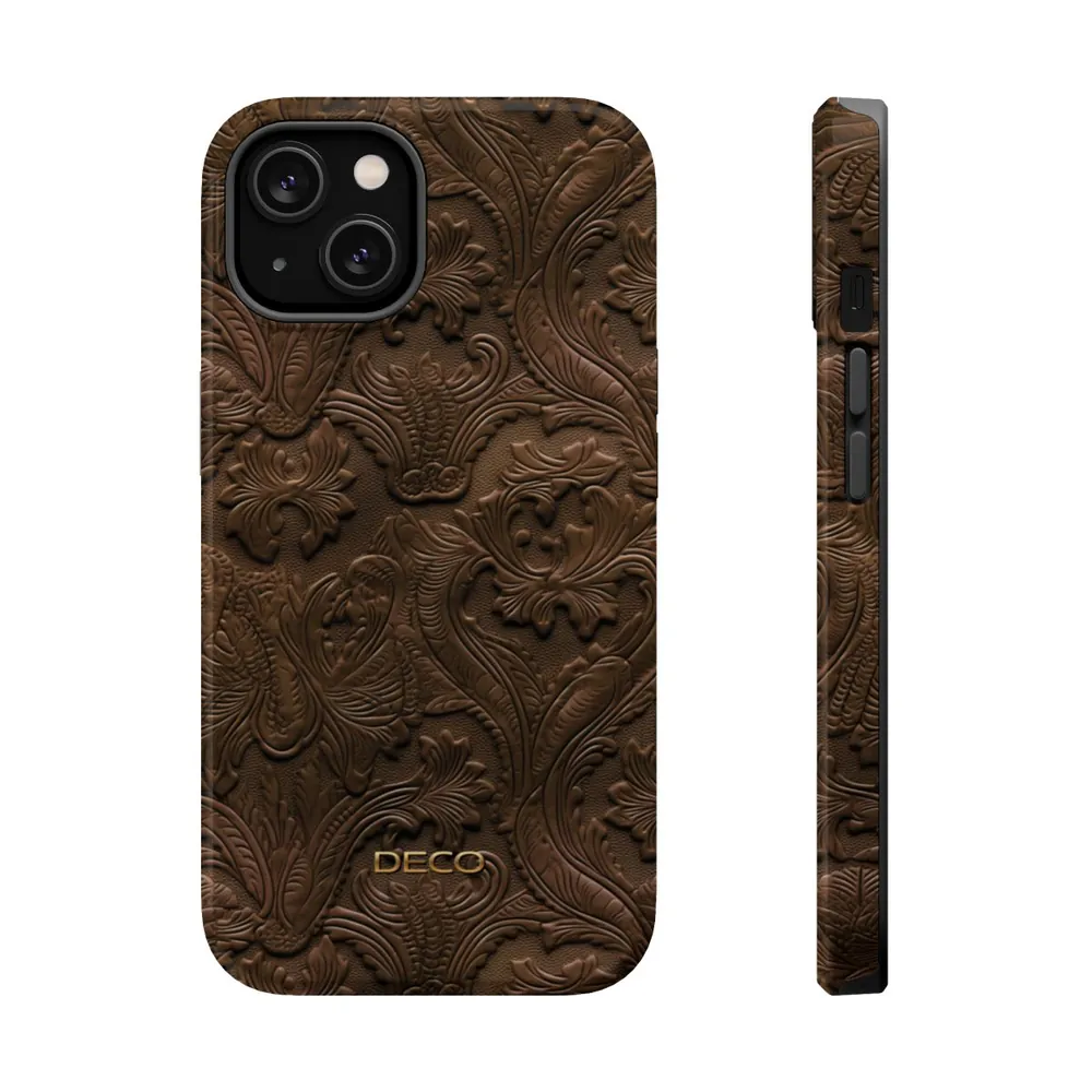Classic Tooled Western Leather MagSafe Impact-Resistant Phone Case
