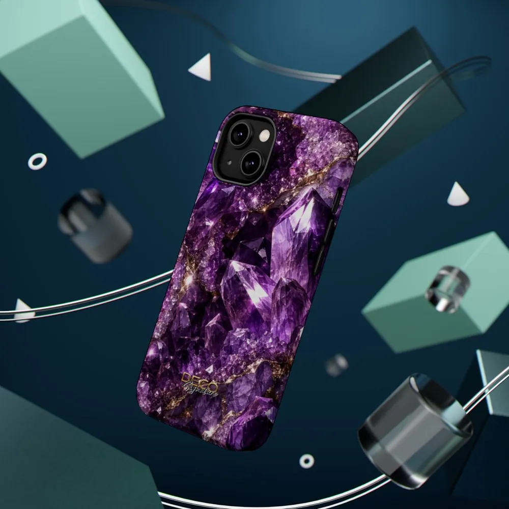 Luxury Sparkling Amethyst DECO Signature MagSafe Impact-Resistant Phone Case