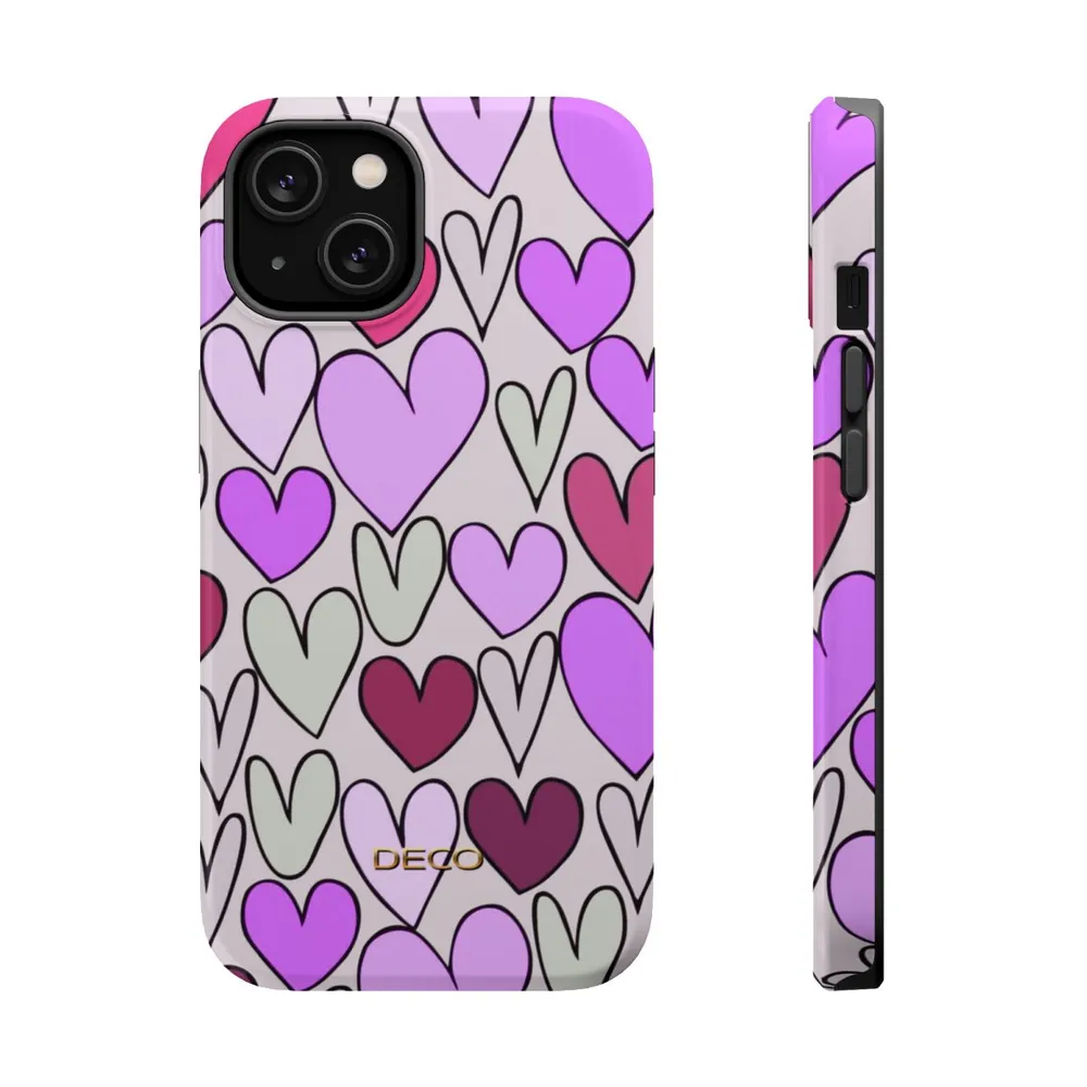 Purple Hearts MagSafe Impact-Resistant Phone Case