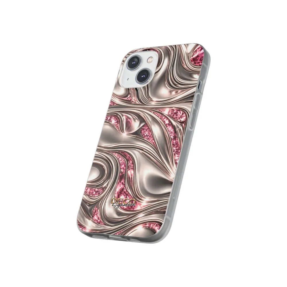 Luxury Liquid Platinum & Pink Diamonds DECO Signature Phone Case