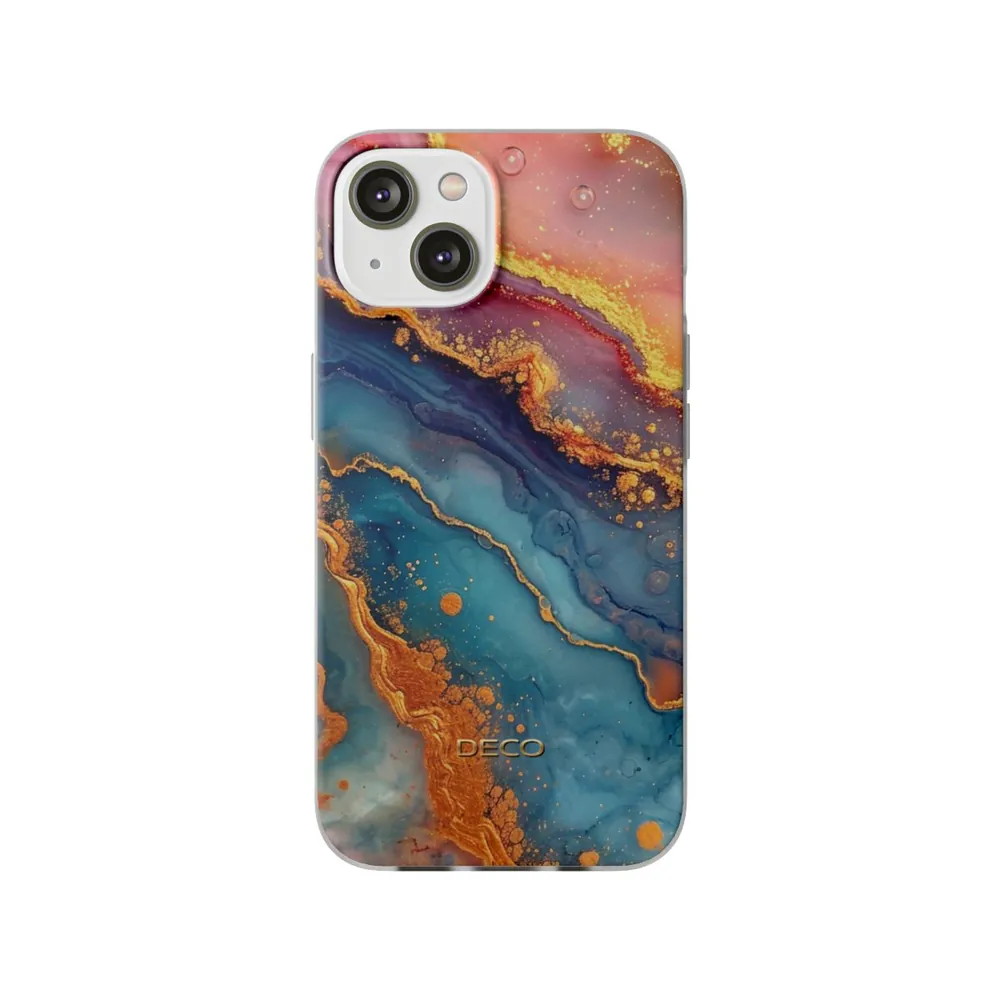 Pastel Rainbow & Gold Watercolor Marble Phone Case