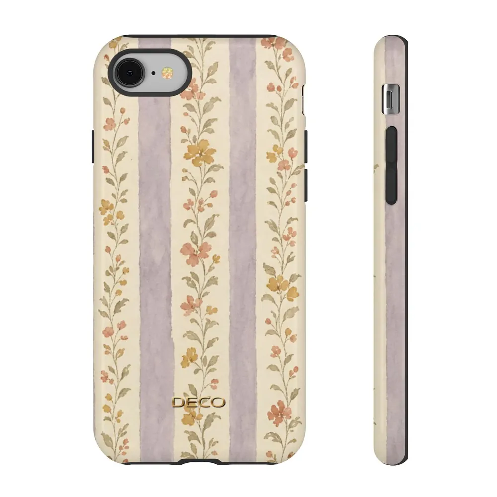 Vintage Floral Stripes Tough Phone Case