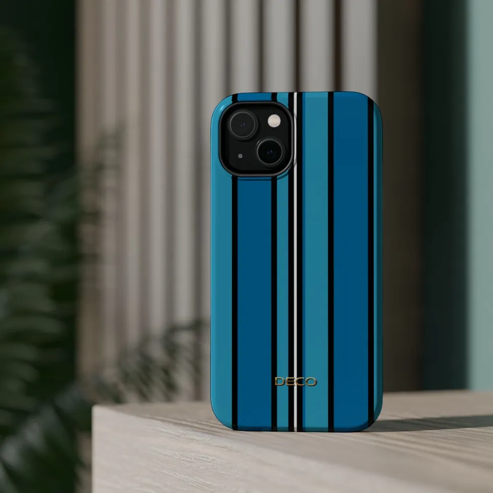 Blue Stripes MagSafe Impact-Resistant Phone Case