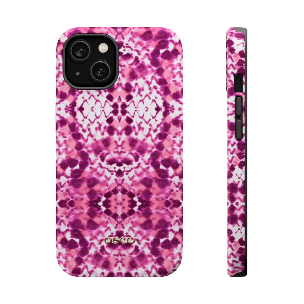 Pink Watercolor Snake Skin MagSafe Impact-Resistant Phone Case