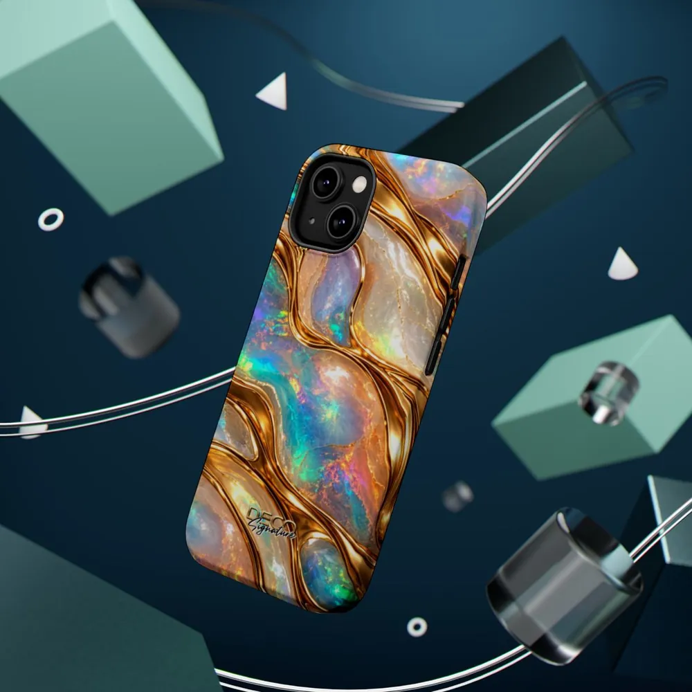 Luxury Opal & Gold DECO Signature MagSafe Impact-Resistant Phone Case