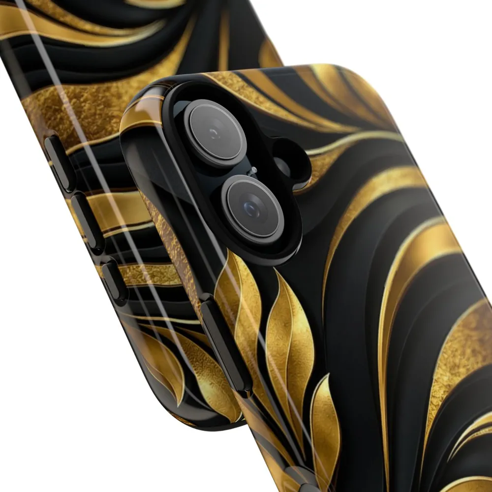 Luxury Textured Black & Gold Inlay DECO Signature Tough Phone Case