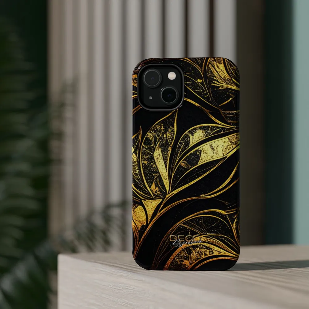 Luxury Black & Gold Leaf DECO Signature MagSafe Impact-Resistant Phone Case