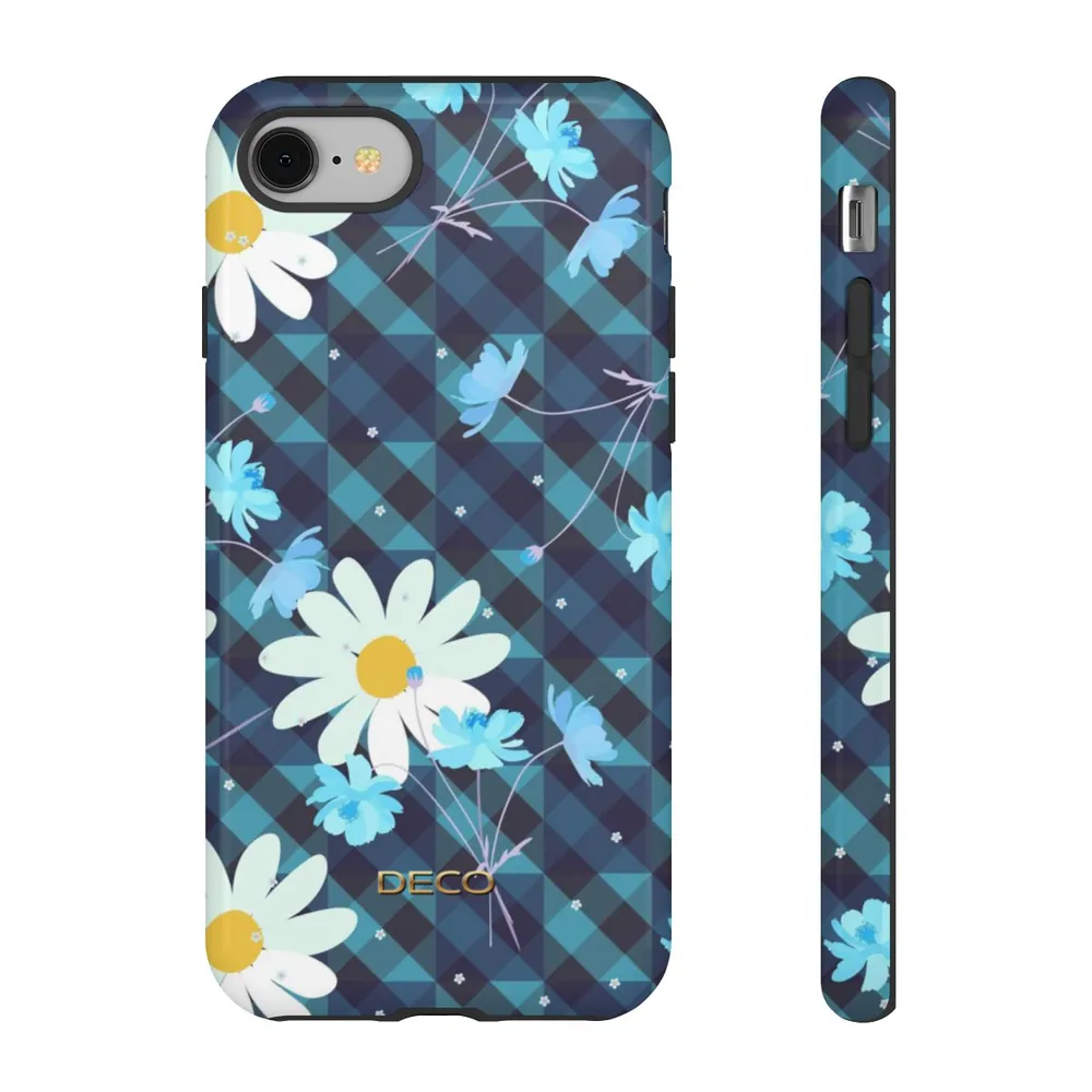 Daisy Blue Gingham Plaid Tough Phone Case