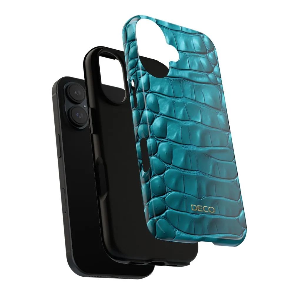 Teal Crocodile Skin Tough Phone Case
