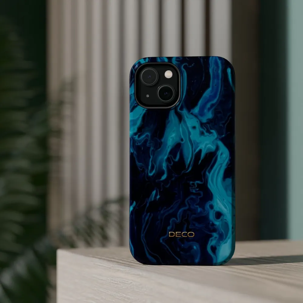 Shades of Blue Swirl MagSafe Impact-Resistant Phone Case