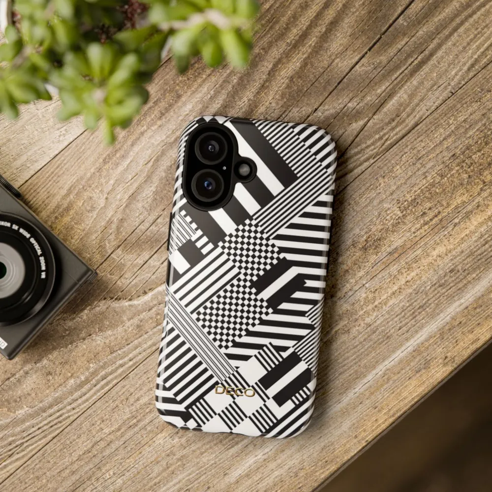 Black & White Geometric Tough Phone Case