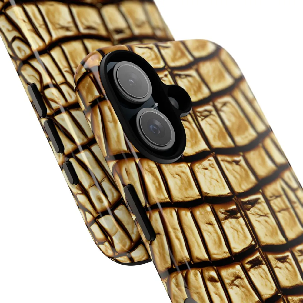 Gold Alligator Skin Tough Phone Case