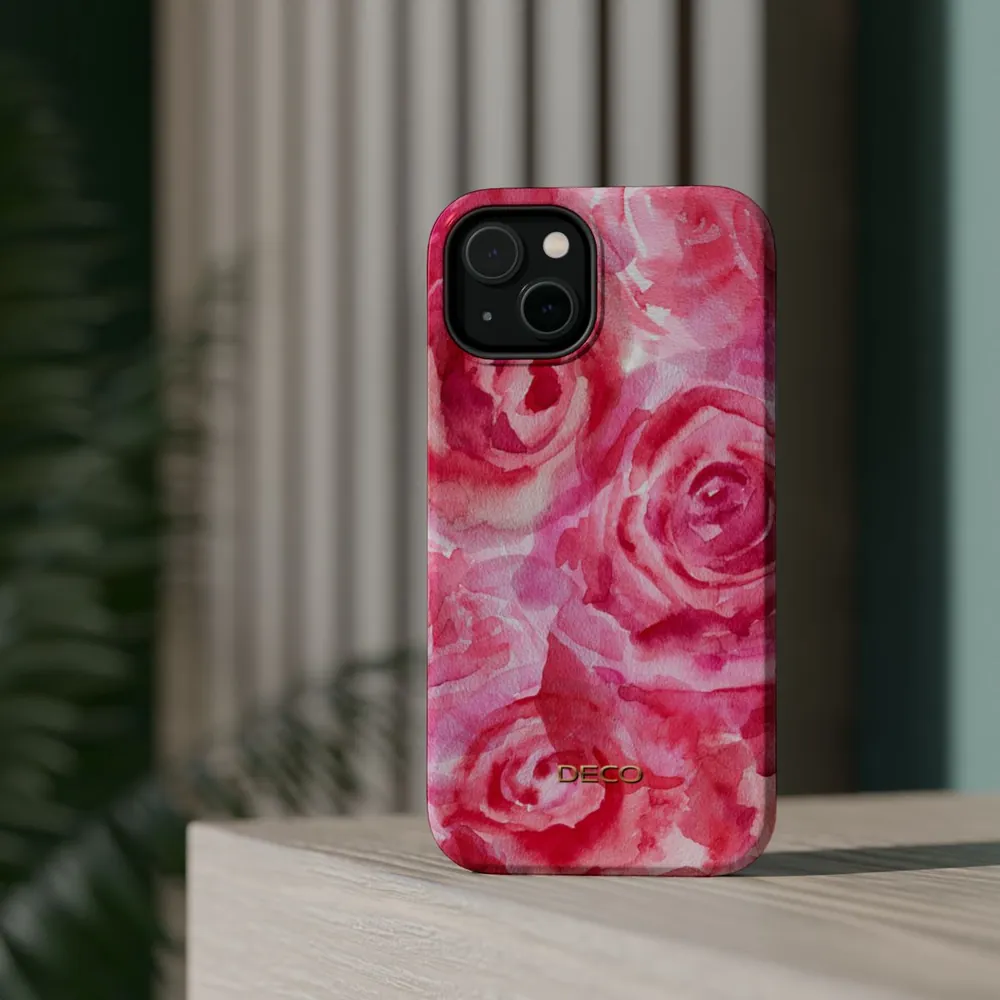 Watercolor Roses Floral MagSafe Impact-Resistant Phone Case