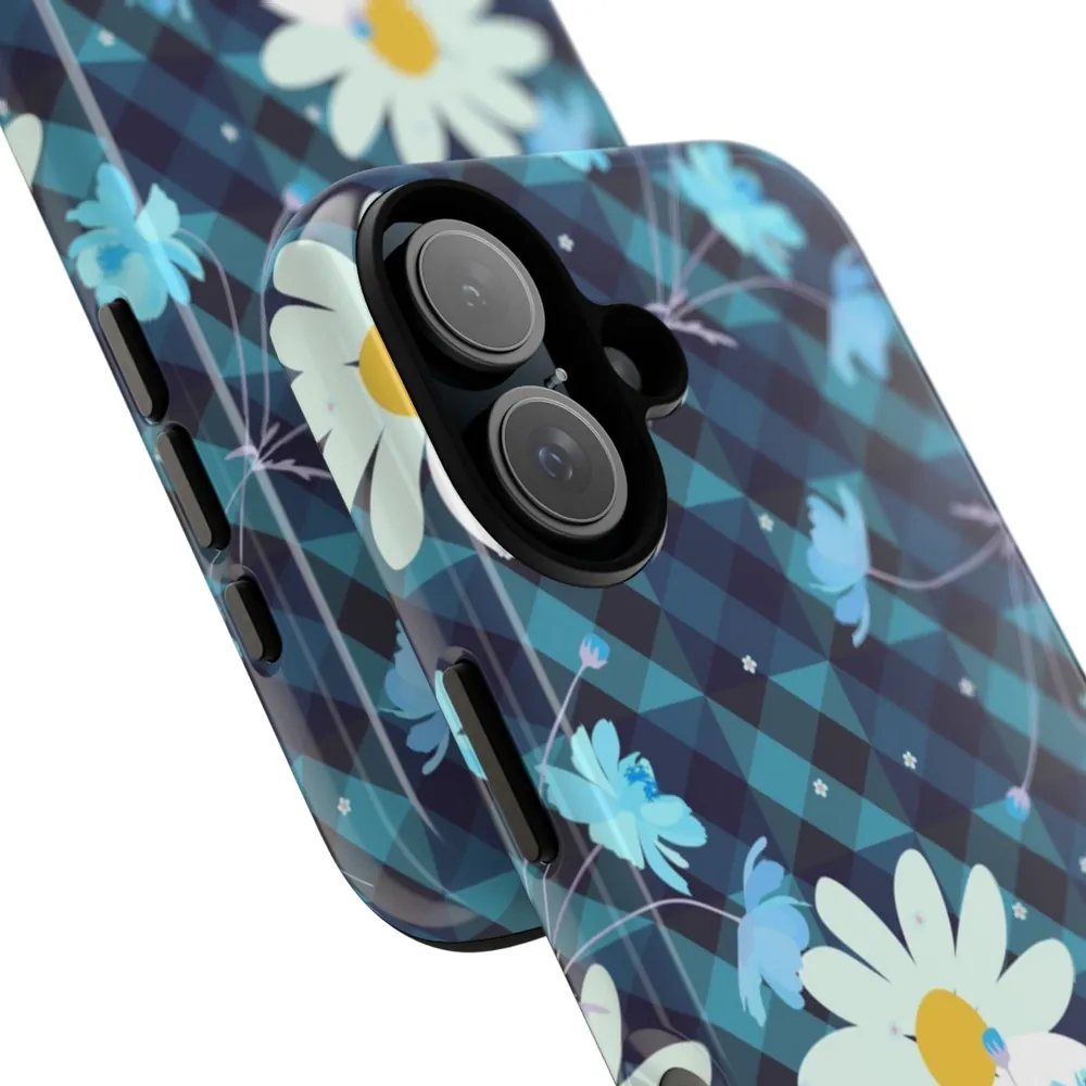 Daisy Blue Gingham Plaid Tough Phone Case