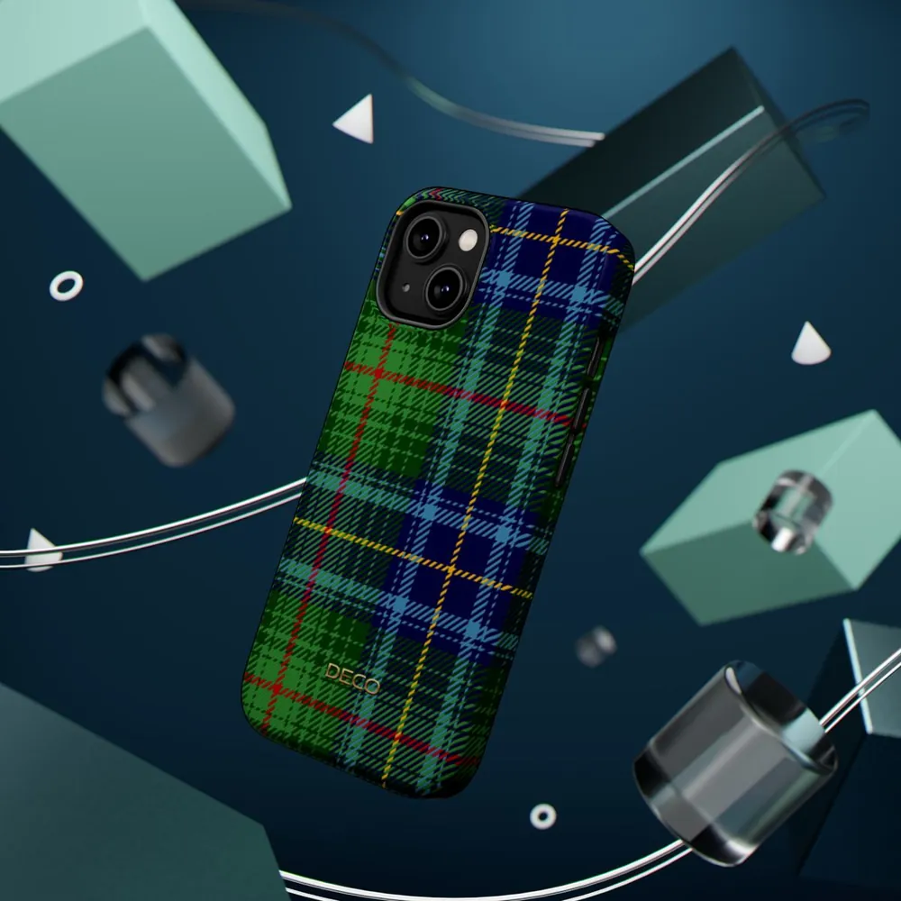 Blue Green Tartan Plaid MagSafe Impact-Resistant Phone Case